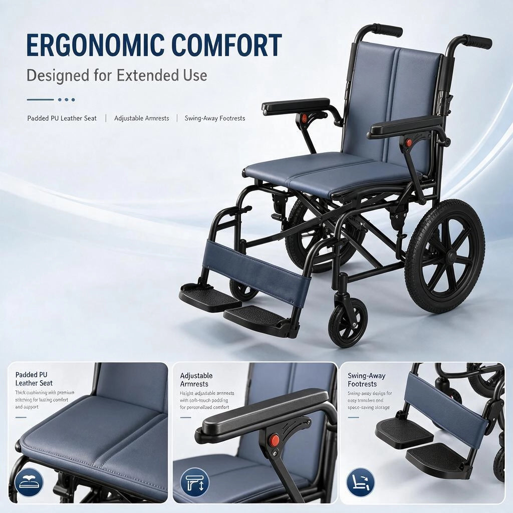Foldable Transport Wheelchair for Easy Everyday Mobility