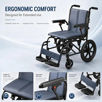 Foldable Transport Wheelchair for Easy Everyday Mobility