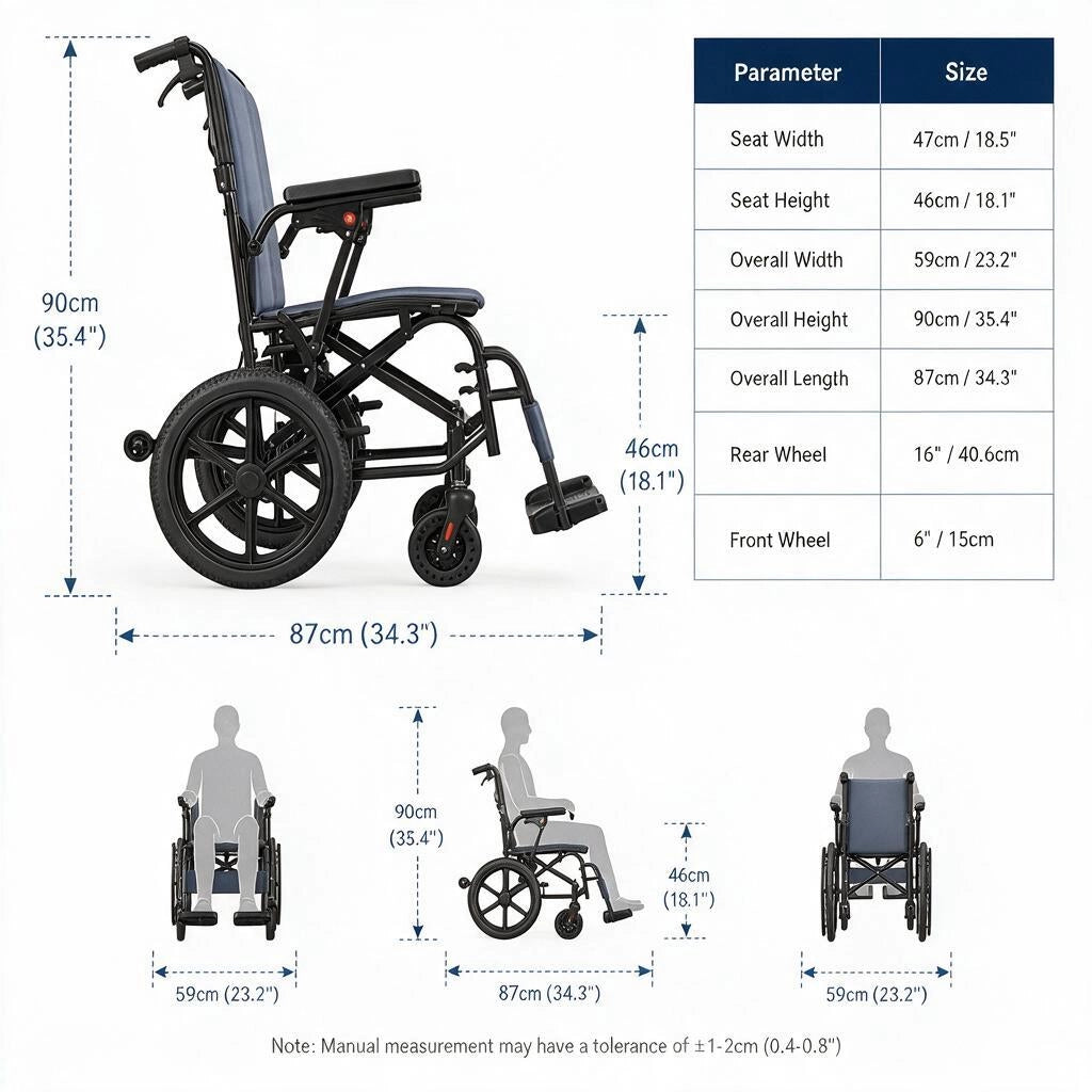Foldable Transport Wheelchair for Easy Everyday Mobility