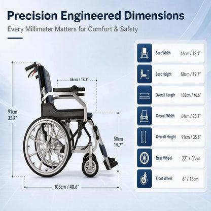 Foldable Transport Wheelchair for Easy Everyday Mobility