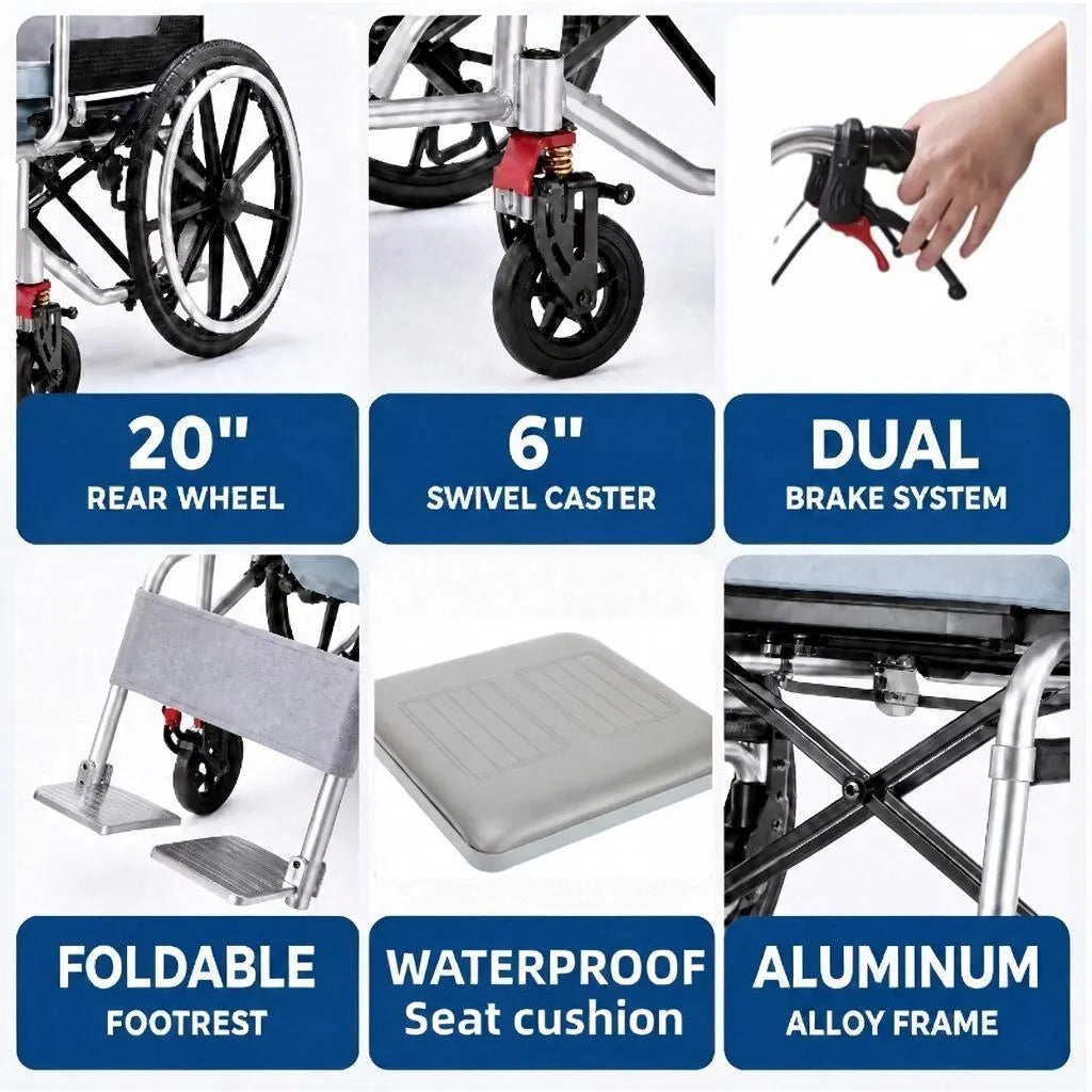 Foldable Transport Wheelchair for Easy Everyday Mobility