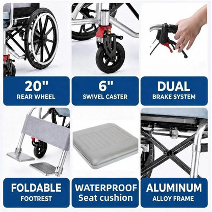 Foldable Transport Wheelchair for Easy Everyday Mobility