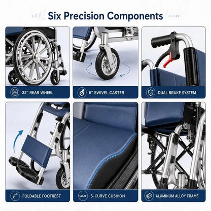 Foldable Transport Wheelchair for Easy Everyday Mobility
