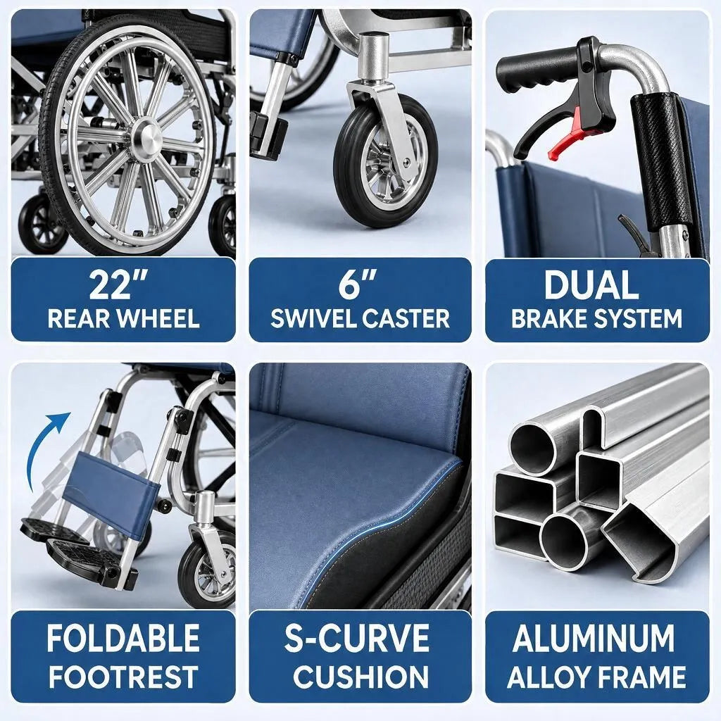 Foldable Transport Wheelchair for Easy Everyday Mobility
