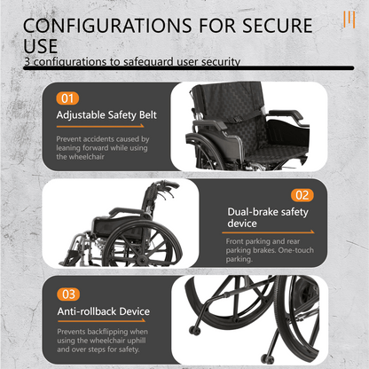 Foldable Wheelchair – Lightweight Travel Chair, Ergonomic Comfort