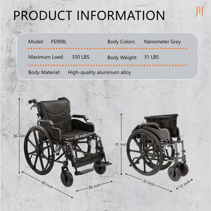 Foldable Wheelchair – Lightweight Travel Chair, Ergonomic Comfort