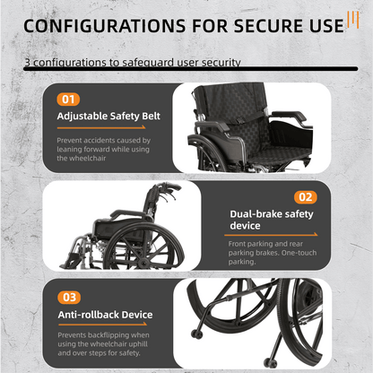 Foldable Wheelchair – Lightweight Travel Chair, Ergonomic Comfort