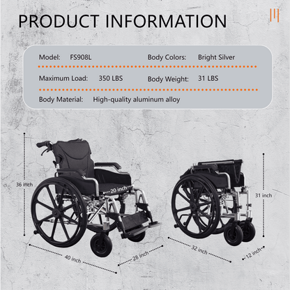 Foldable Wheelchair – Lightweight Travel Chair, Ergonomic Comfort