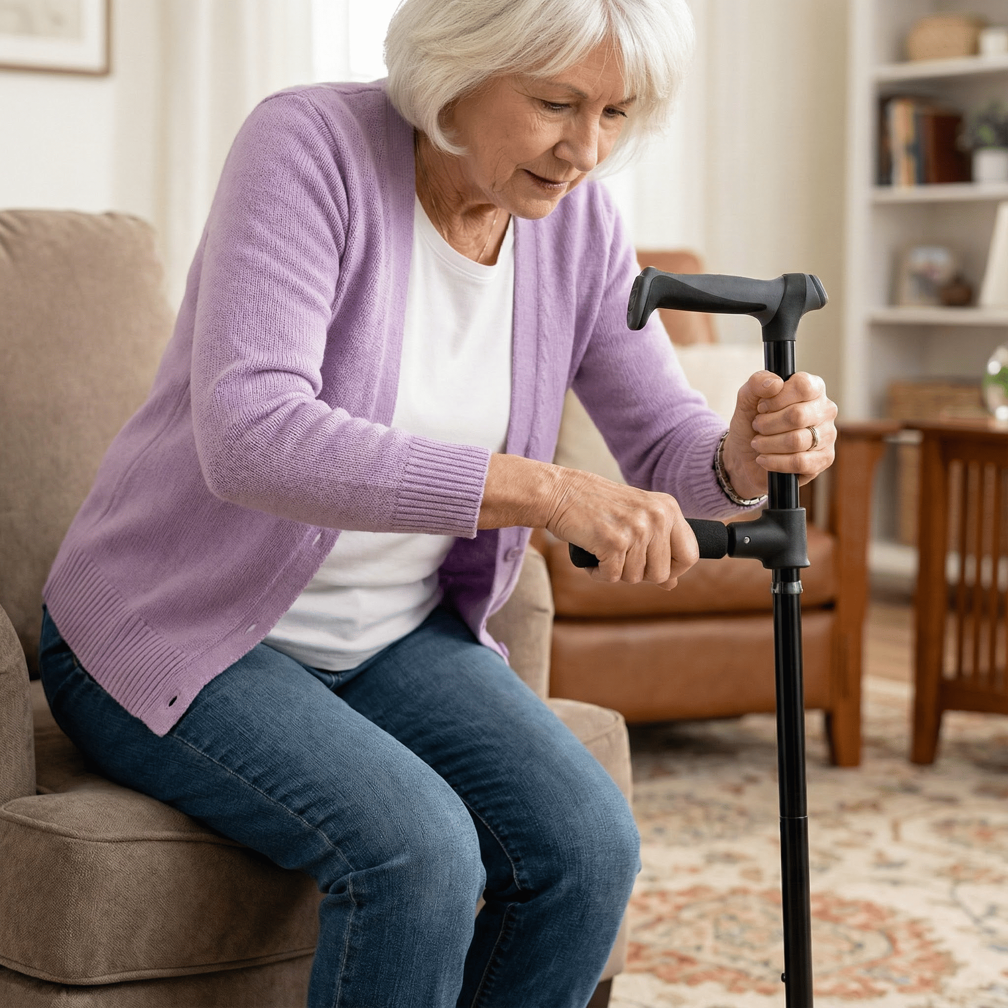 walking cane on tile floor