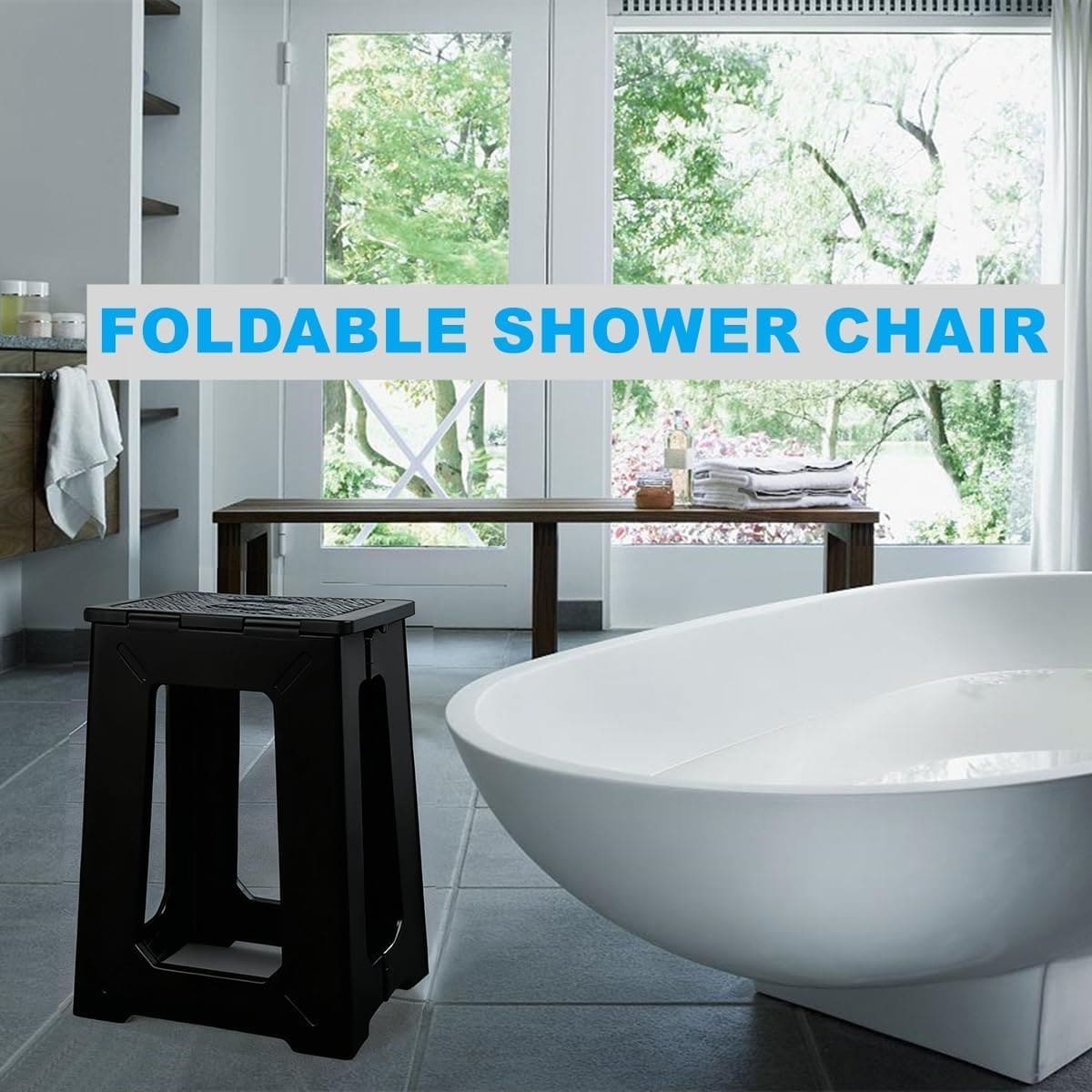 foldable shower stool#zh450 black