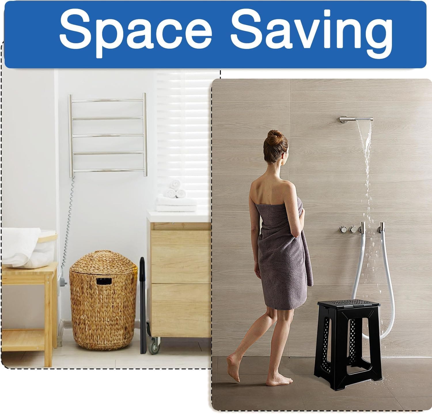 space saving shower stool#zh450 black