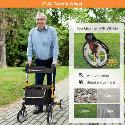 all terrain rollator with 8 inch wheels#ar60 orange