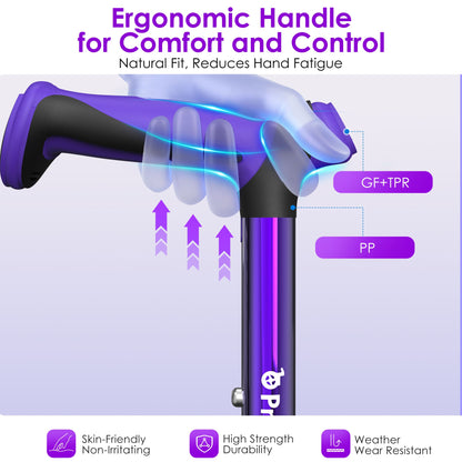 Foldable Lightweight Walking Cane for Seniors with Wrist Strap & Emergency ID Tag