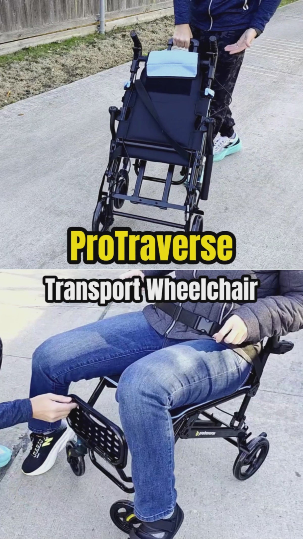 Load video: best transport wheelchair for tall person#a02 gray