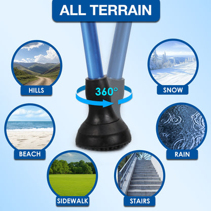 Foldable Lightweight Walking Cane for Seniors with Wrist Strap & Emergency ID Tag