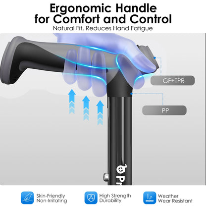 Foldable Lightweight Walking Cane for Seniors with Wrist Strap & Emergency ID Tag