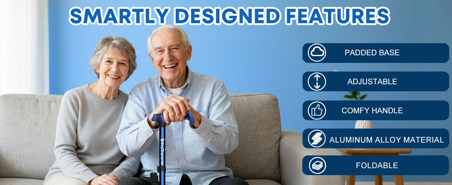 All terrain walking cane used on gravel and uneven surfaces