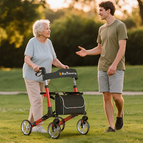 walking with protraverse rollator