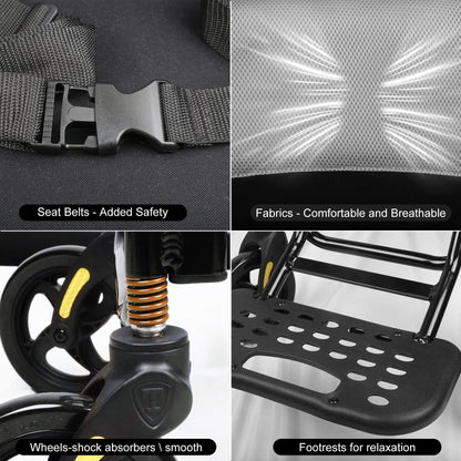 transport wheelchair with breathable fabrics#a02 gray